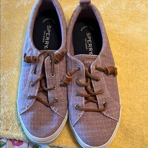 Sperry Mauve Sneakers with Brown Laces